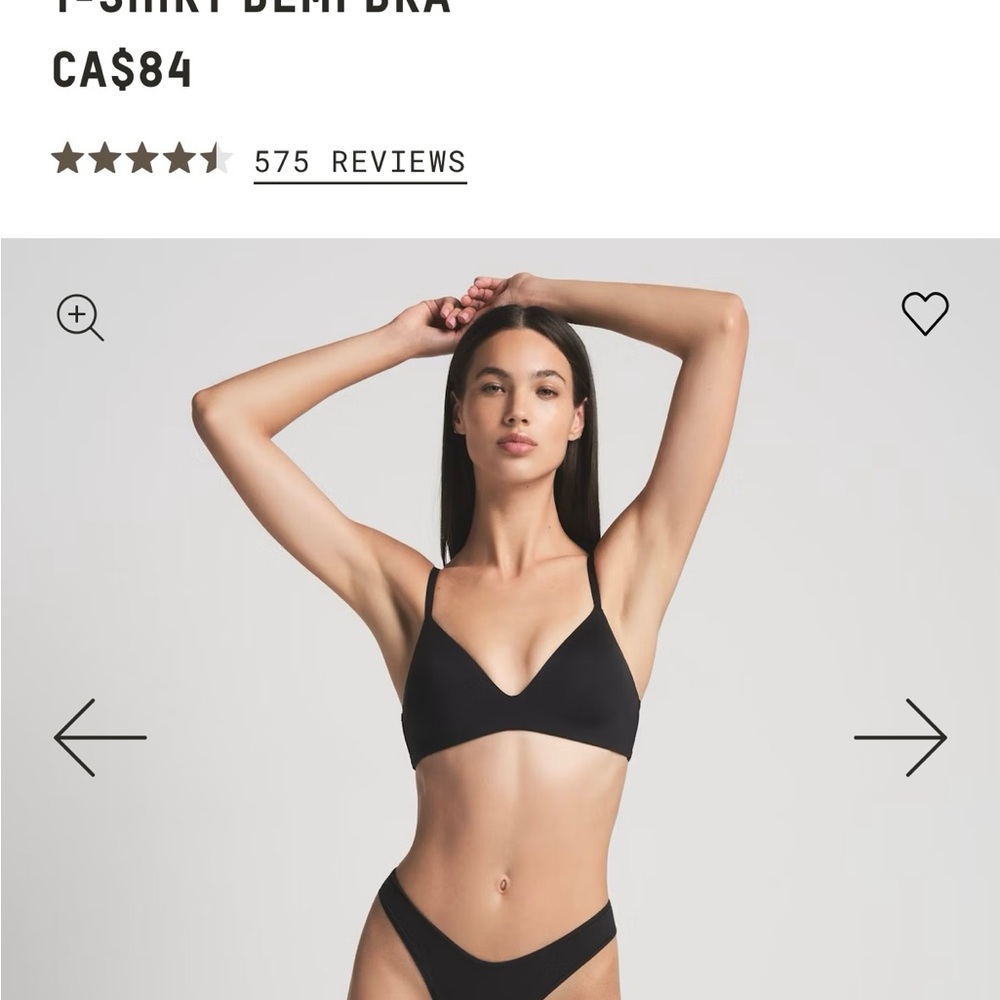 SKIMS Black T-Shirt Demi Bra